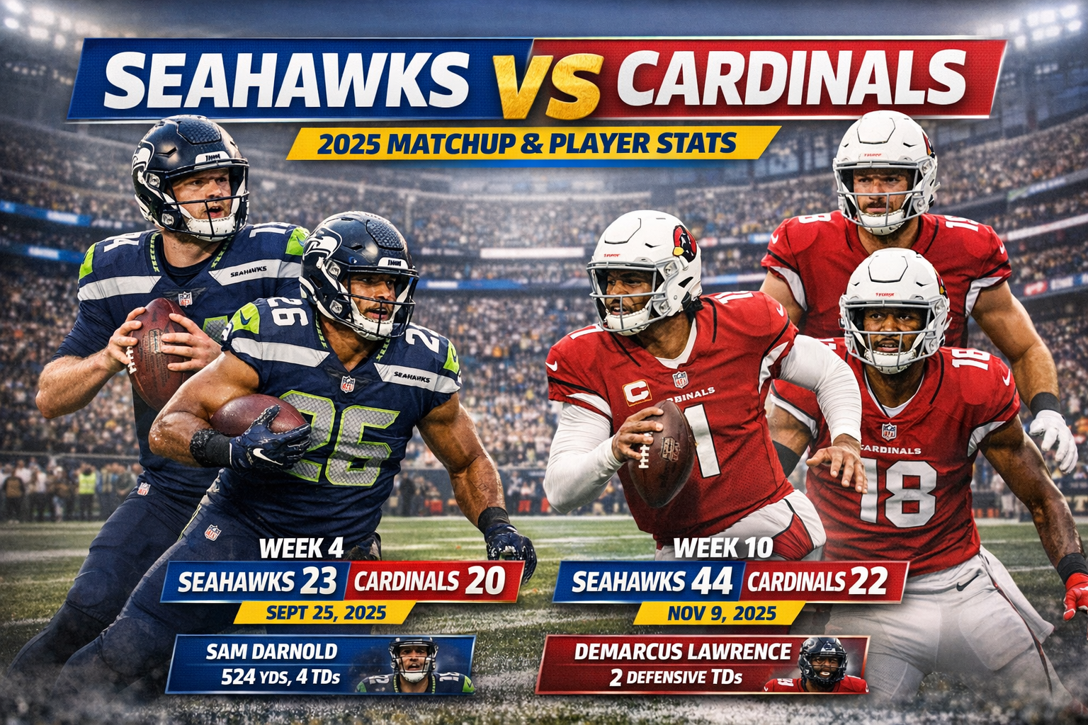 Seahawks vs Arizona Cardinals Match Player Stats