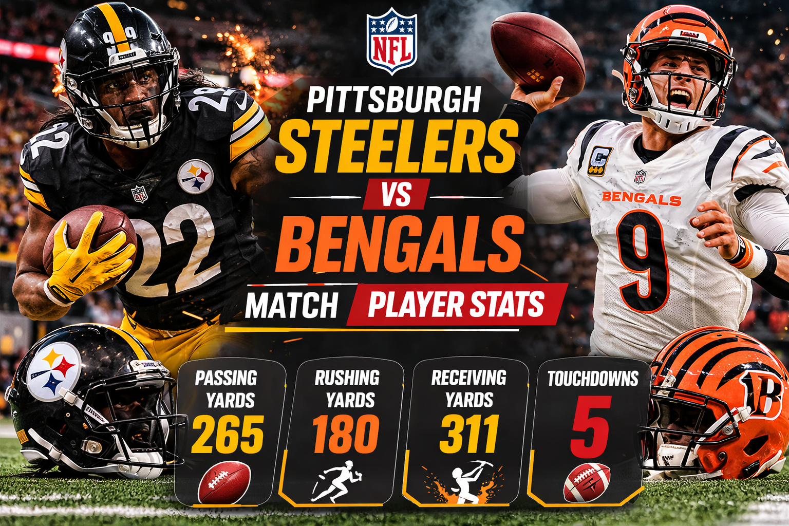 Pittsburgh Steelers vs Bengals Match Player Stats