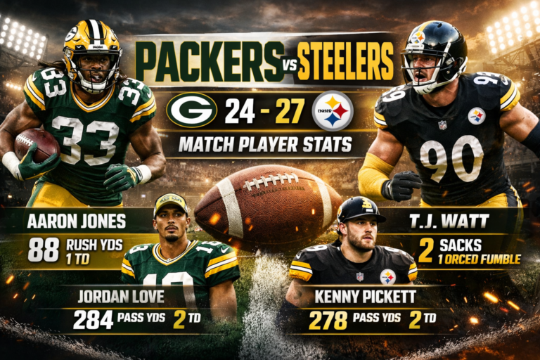 Green Bay Packers vs Pittsburgh Steelers Match Player Stats