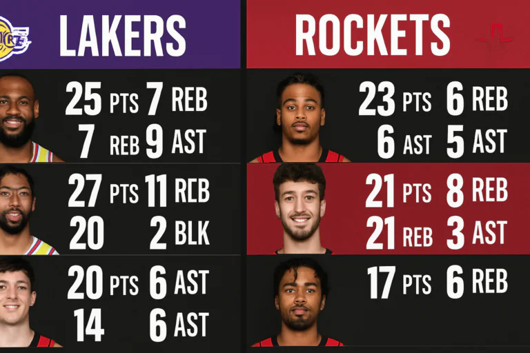 Lakers vs Houston Rockets Match Player Stats